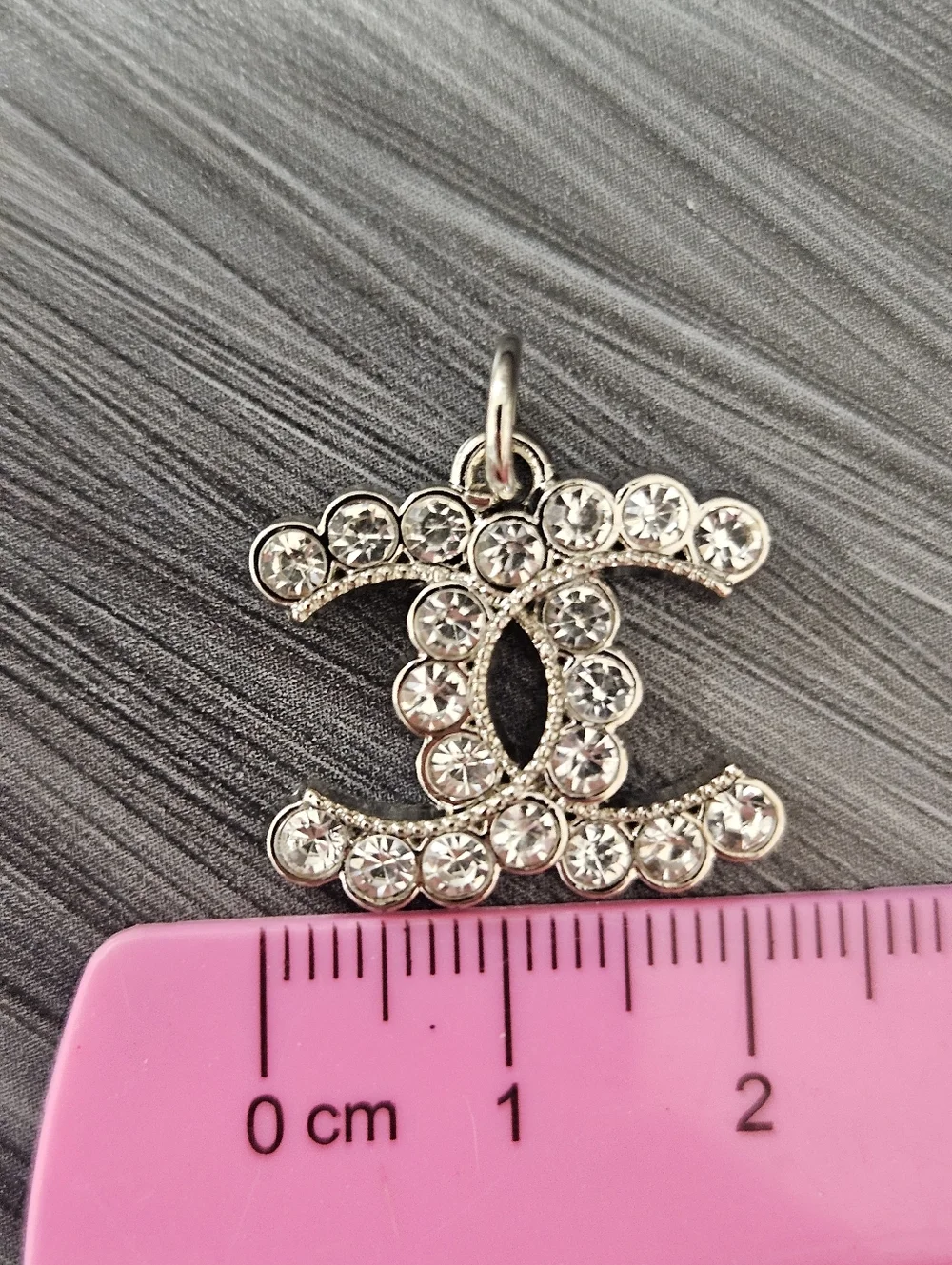 Chanel Stamped Replacement Pull Bezel Set Crystal Double-C Logo In Silver